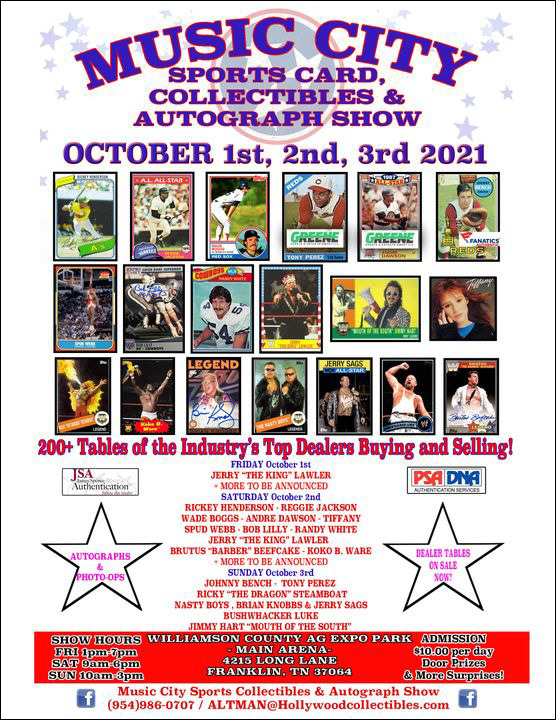 Music City Sports Card, Collectibles & Autograph Show | October 1-3, 2021 | Event Flyer