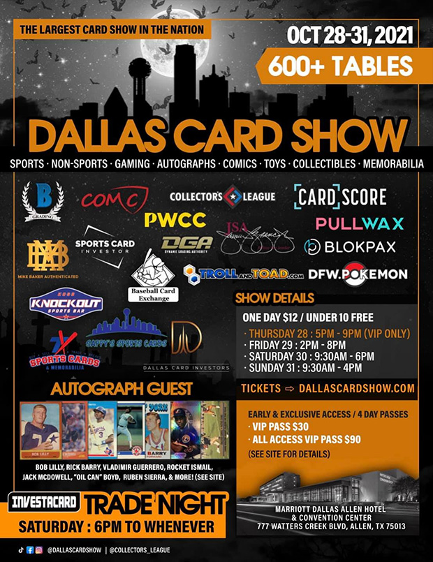 Dallas Card Show | October 28-31, 2021 | Event Flyer