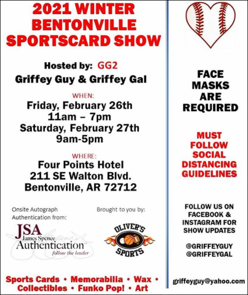 Bentonville Sportscard Show | February 26-27, 2021 | Event Flyer