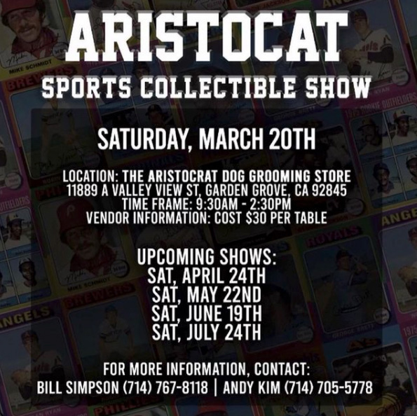 Aristocat Sports Collectible Show | March 20, 2021 | Event Flyer