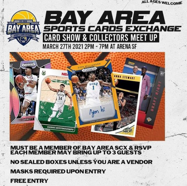 Bay Area Sports Card Exchange Card Show | March 27, 2021 | Event Flyer