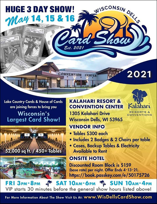 Wis Dells Card Show | May 14-16, 2021 | Event Flyer