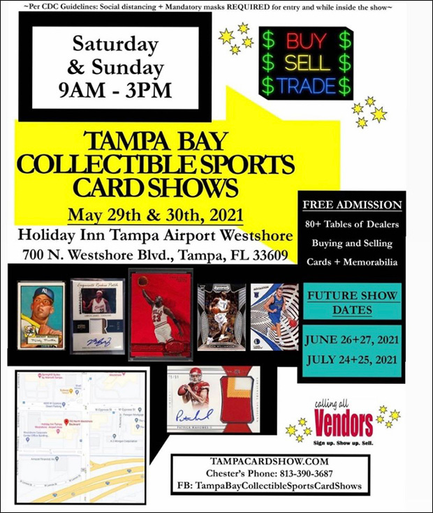 Tampa Bay Collectible Sports Card Show | May 29-30, 2021 | Event Flyer