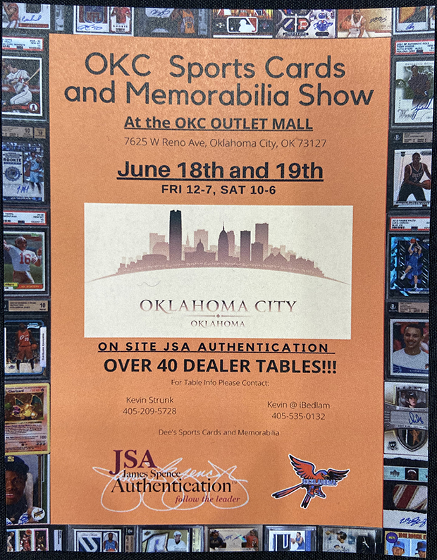 OKC Sports Cards and Memorabilia Show | June 18-19, 2021 | Event Flyer