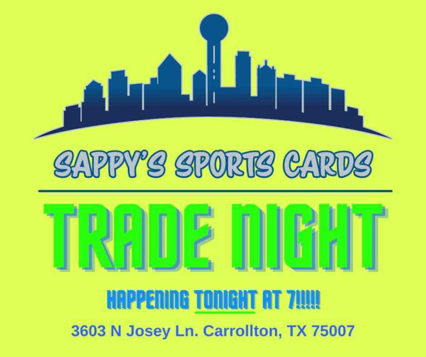 Sappy's Sports Cards Trade Night | June 25, 2021 | Event Flyer