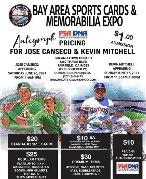 Bay Area Sports Cards & Memorabilia Expo | June 26-27, 2021 | Event Flyer