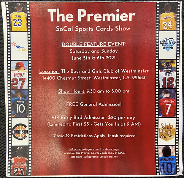 The Premier SoCal Sports Cards Show | June 5-6, 2021 | Event Flyer
