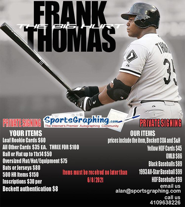 Frank Thomas Signing | June 8, 2021 | Event Flyer
