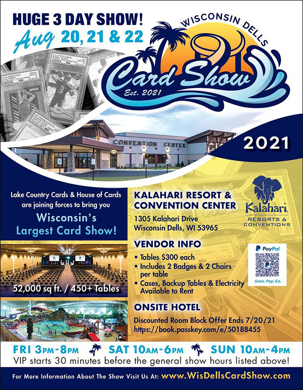 Wis Dells Card Show | August 20-22, 2021 | Event Flyer