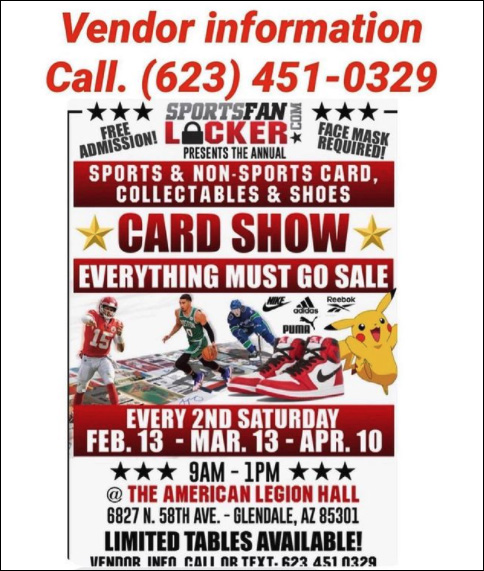 Sportsfanlocker Card Show | 2021 Dates | Event Flyer