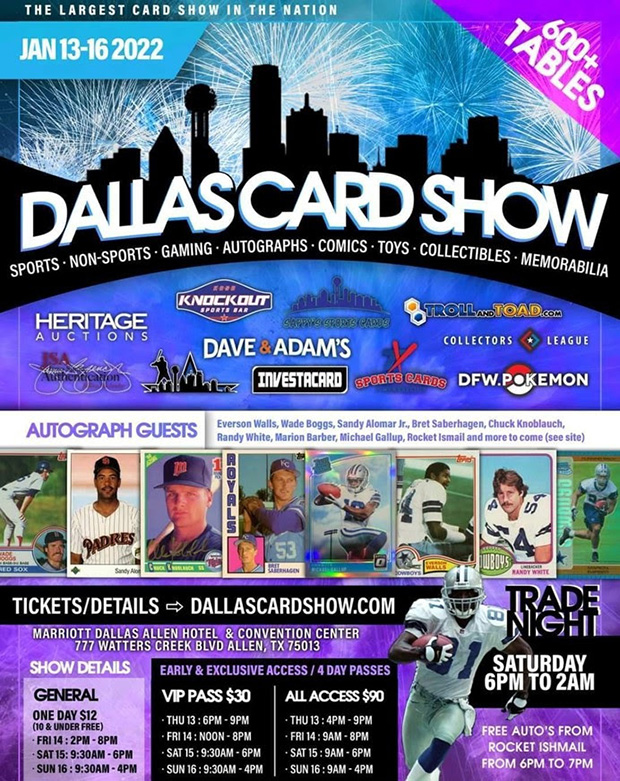 Dallas Card Show | January 13-16, 2022 | Event Flyer