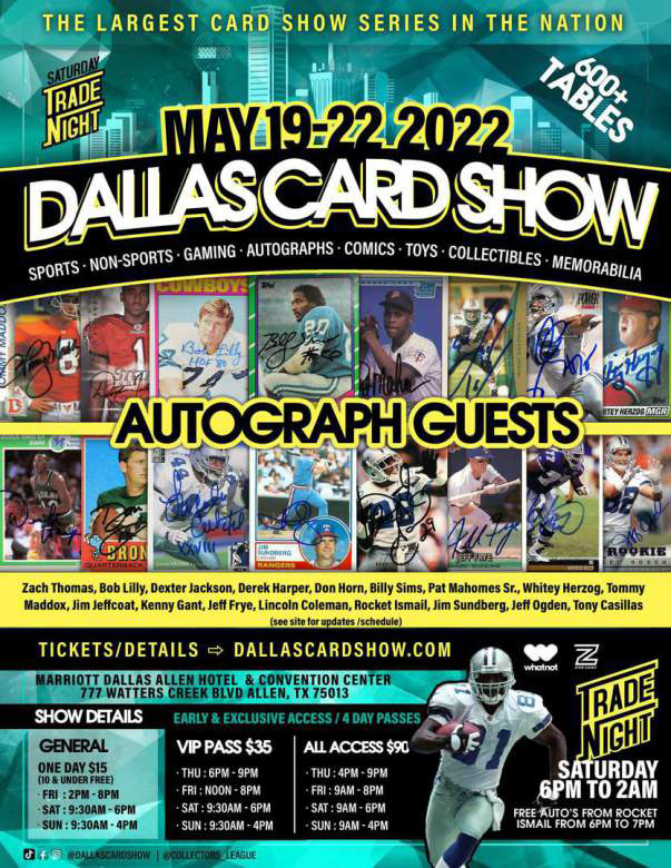 Dallas Card Show | May 19-22, 2022 | Event Flyer