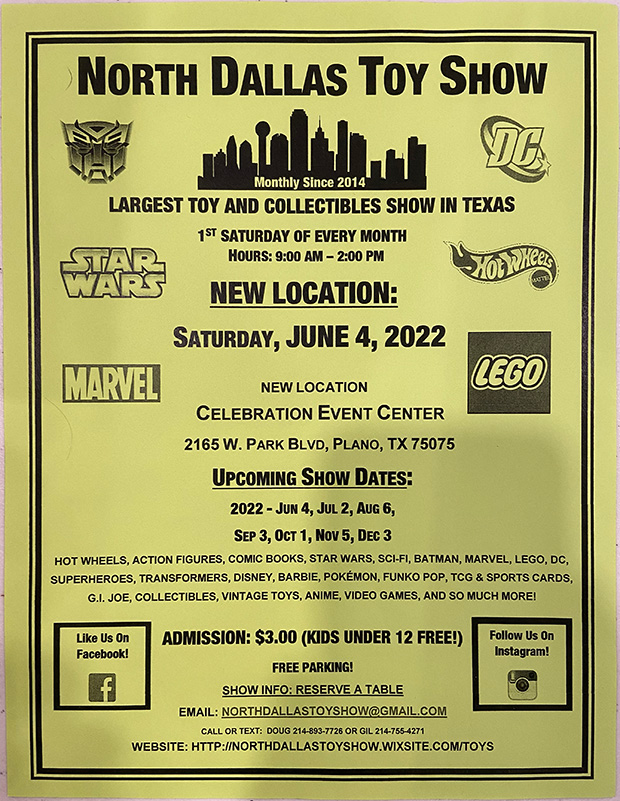 North Dallas Toy Show | June 4, 2022 | Event Flyer