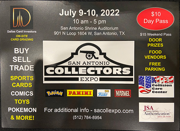 San Antonio Collectors Expo | July 9-10, 2022 | Event Flyer