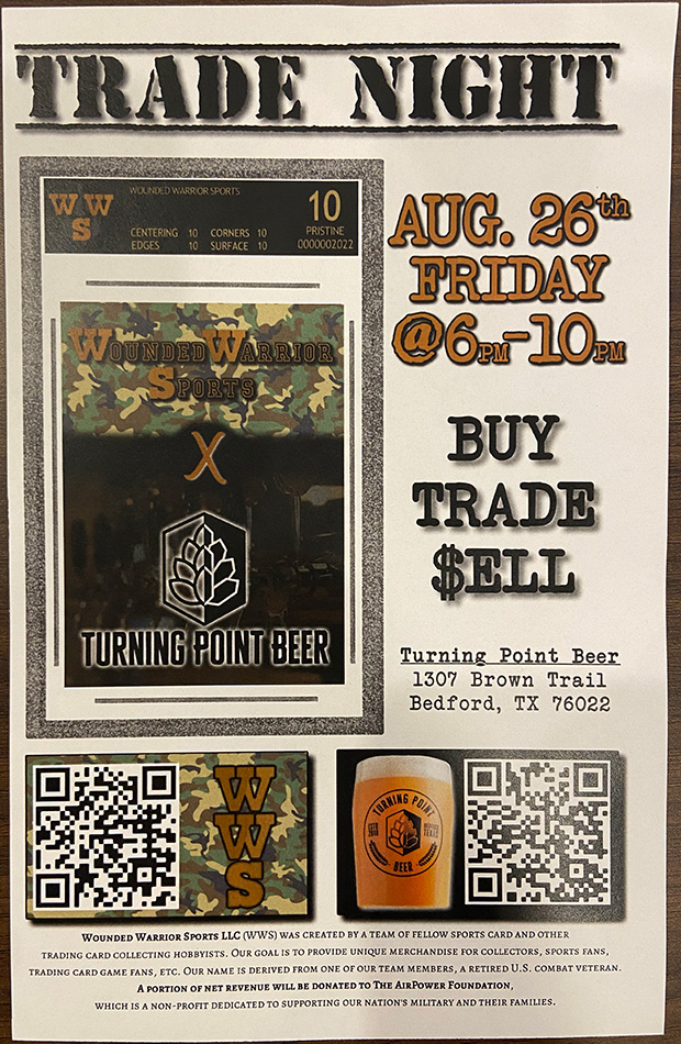 Wounded Warrior Sports Trade Night | August 26, 2022 | Event Flyer