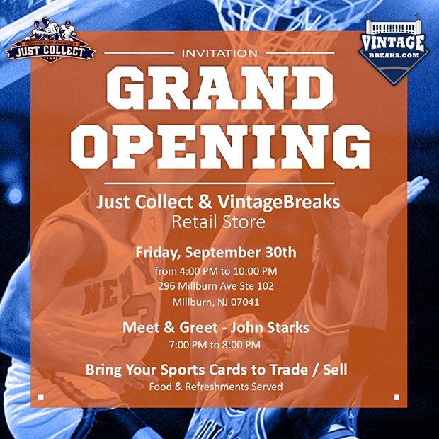 Just Collect & Vintage Breaks Grand Opening | September 30, 2022 | Event Flyer