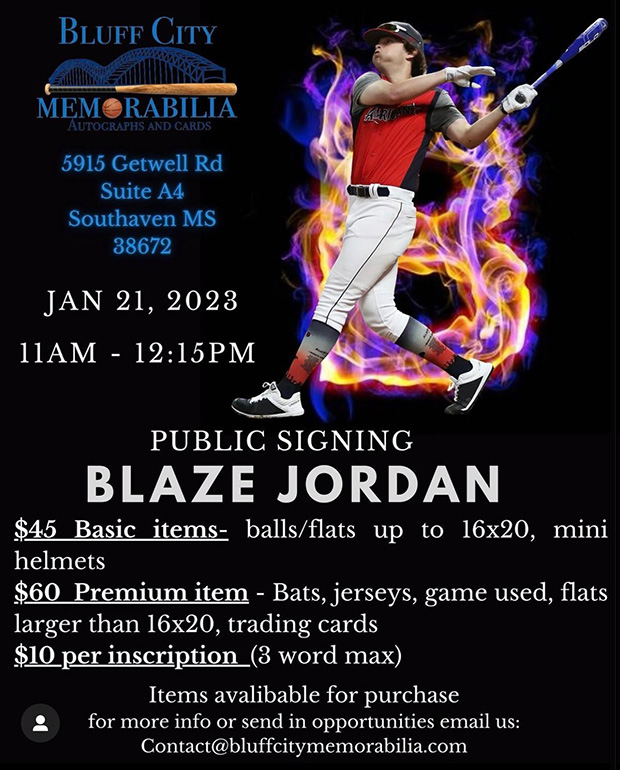 Blaze Jordan Signing | January 21, 2023 | Event Flyer
