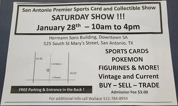 San Antonio Premier Sports Cards and Collectible Show | January 28, 2023 | Event Flyer