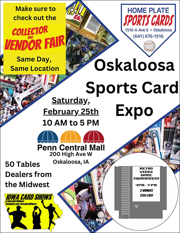 Oskaloosa Sports Card Expo | February 25, 2023 | Event Flyer