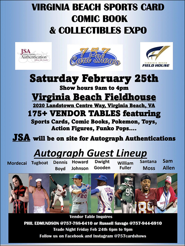 Virginia Beach Sports Card, Comic Book & Collectibles Expo | February 25, 2023 | Event Flyer