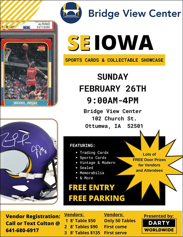 SE Iowa Sports Cards & Collectable Show | February 26, 2023 | Event Flyer