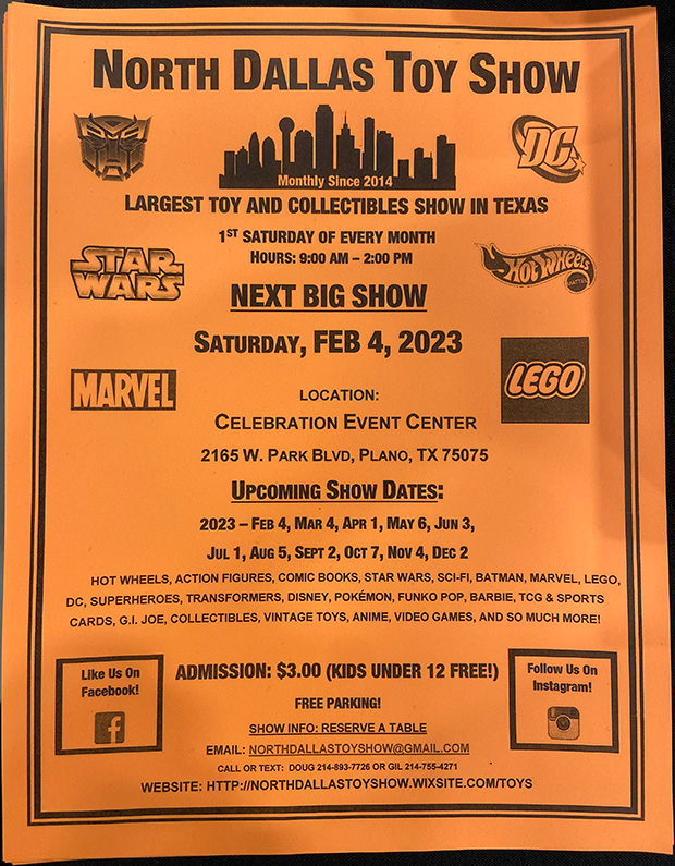 North Dallas Toy Show | February 4, 2023 | Event Flyer