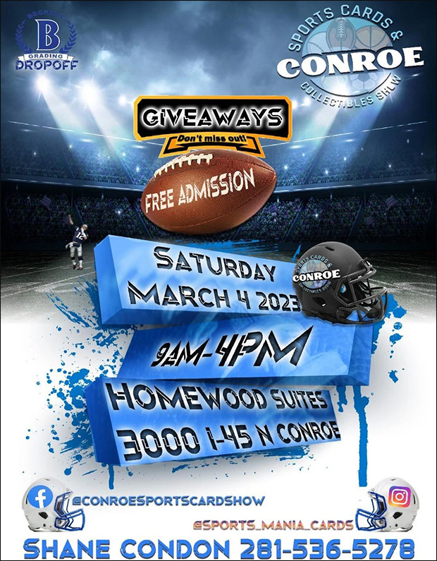 Conroe Sports Cards & Collectibles Show | March 4, 2023 | Event Flyer
