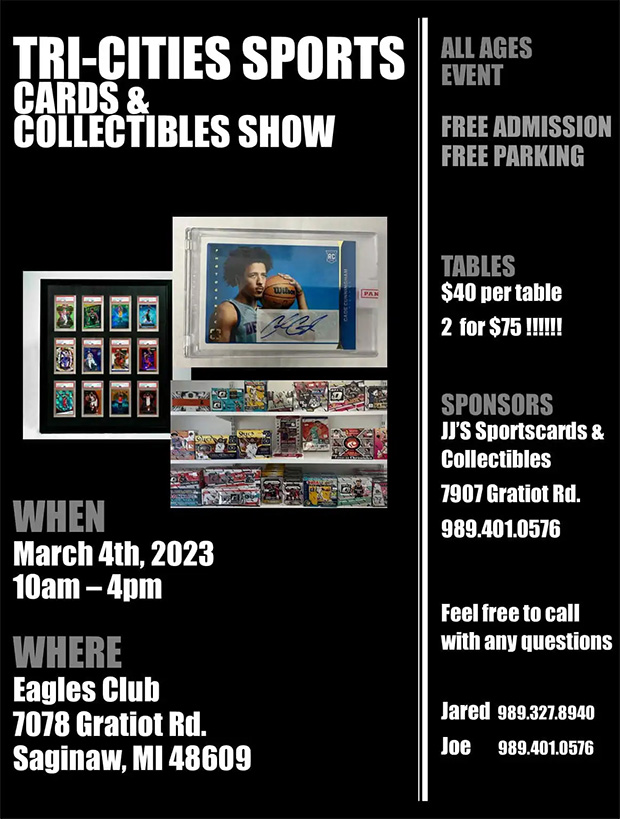 Tri-City Sports Cards & Collectibles Show | March 4, 2023 | Event Flyer