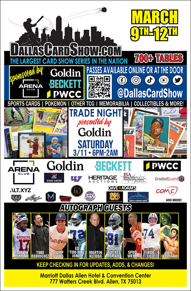 Dallas Card Show | March 9-12, 2023 | Event Flyer