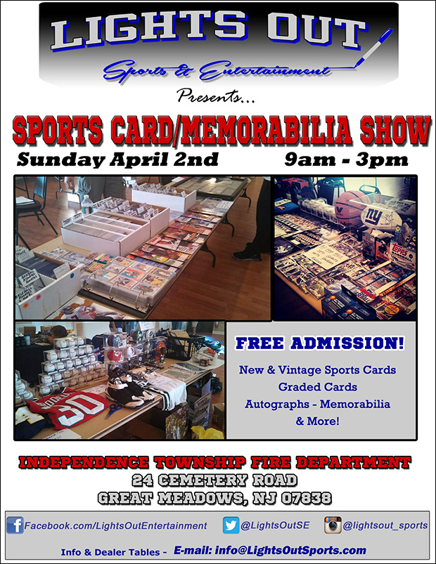 Lights Out Sports Card and Memorabilia Show | April 2, 2023 | Event Flyer