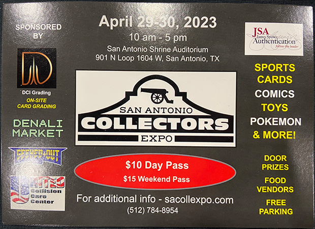 San Antonio Collectors Expo | April 29-30, 2023 | Event Flyer