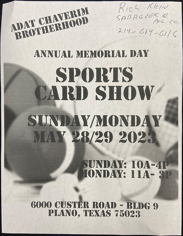 Adat Chaverim Card Show | May 28-29, 2023 | Event Flyer