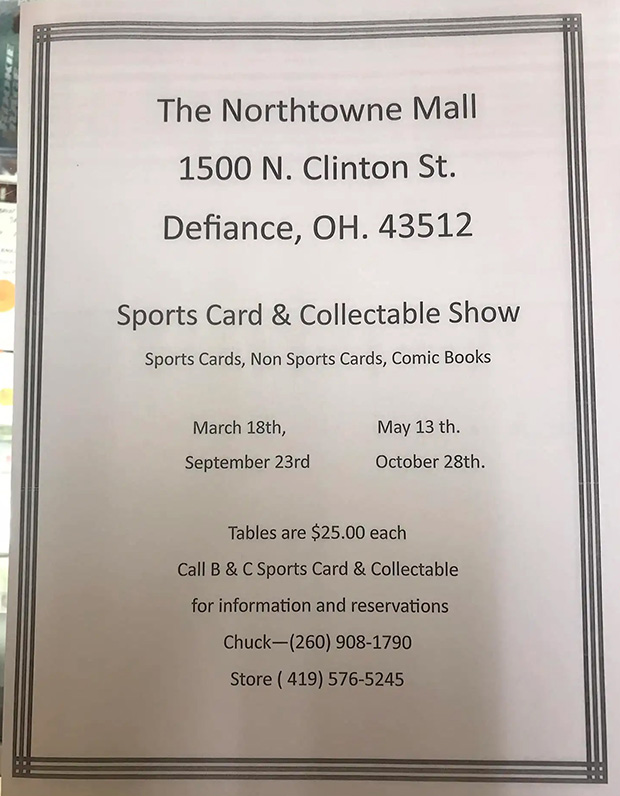 B&C Sports Card & Collectable Show | 2023 Dates | Event Flyer