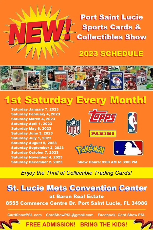 Port St. Lucie Sports Cards & Collectibles Show | 2023 Dates | Event Flyer