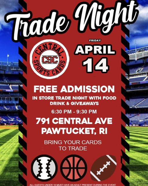 Central Sports Cards Trade Night | April 14, 2023 | Event Flyer