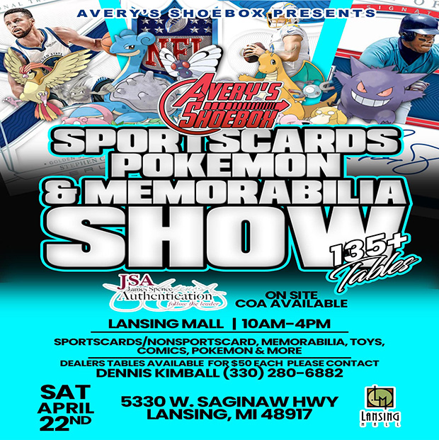 Avery's Shoebox Sportscards & Memorabilia Show | April 22, 2023 | Event Flyer