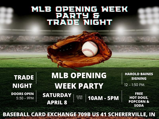Baseball Card Exchange Trade Night | April 8, 2023 | Event Flyer