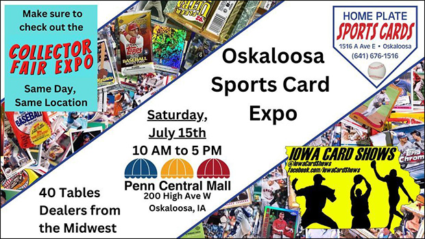 Oskaloosa Sports Card Expo | July 15, 2023 | Event Flyer