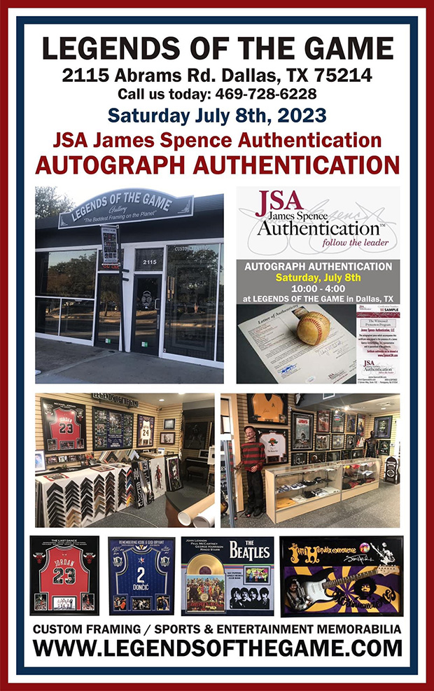 Legends of the Game JSA Authentication Event | July 8, 2023 | Event Flyer