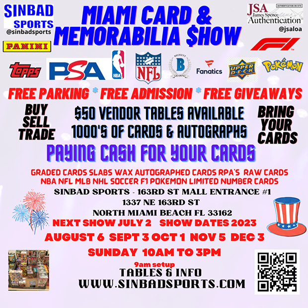 Miami Card & Memorabilia Show | July 2, 2023 | Event Flyer