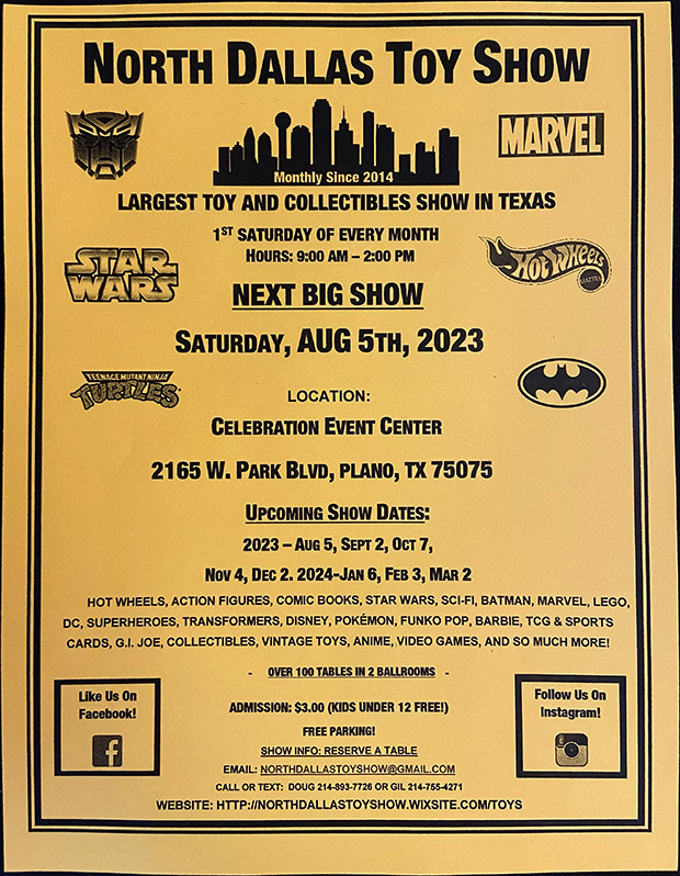 North Dallas Toy Show | August 5, 2023 | Event Flyer