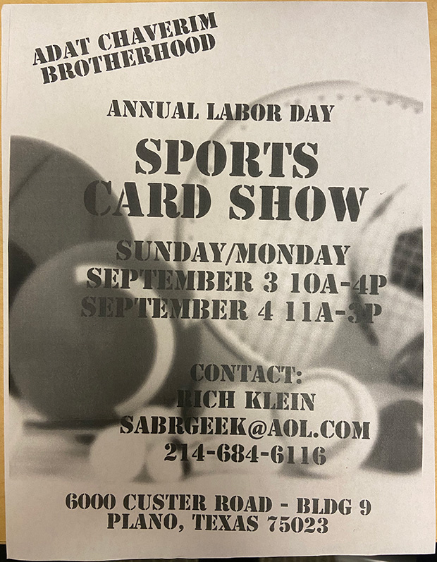 Adat Chaverim Card Show | September 3-4, 2023 | Event Flyer