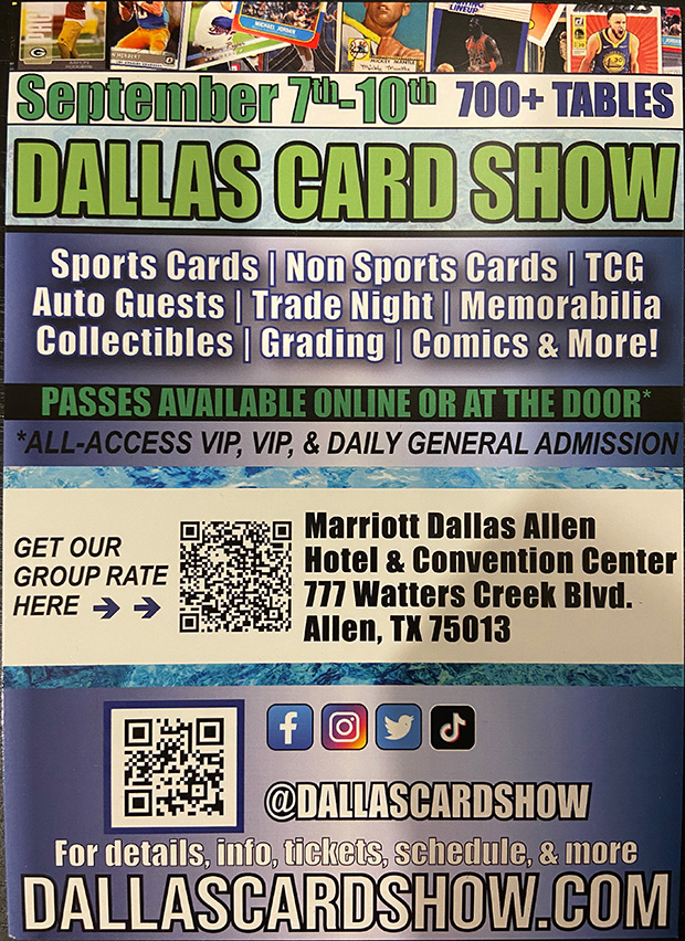 Dallas Card Show | September 7-10, 2023 | Event Flyer