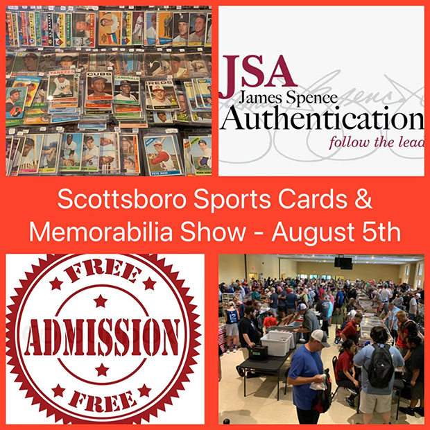 Scottsboro Sports Cards & Memorabilia Show | August 5, 2023 | Event Flyer