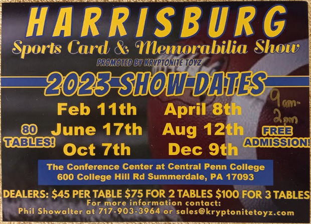 Harrisburg Sports Card & Memorabilia Show | 2023 Dates | Event Flyer