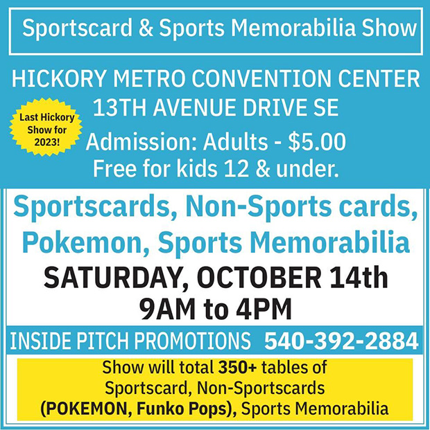 Hickory Sportscard & Memorabilia Show | October 14, 2023 | Event Flyer