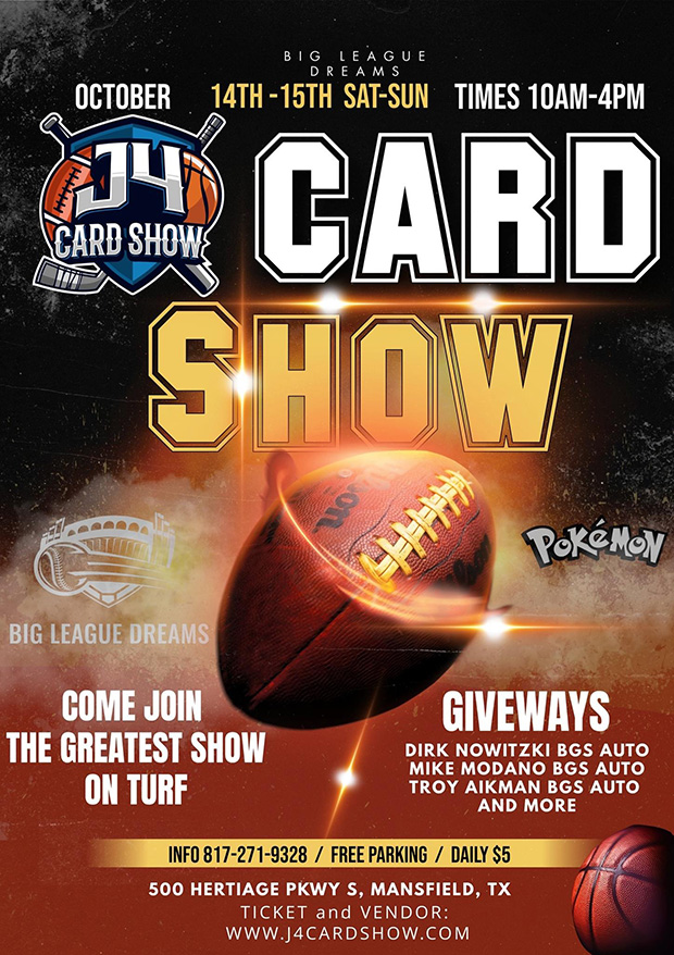 J4 Card Show | October 14-15, 2023 | Event Flyer
