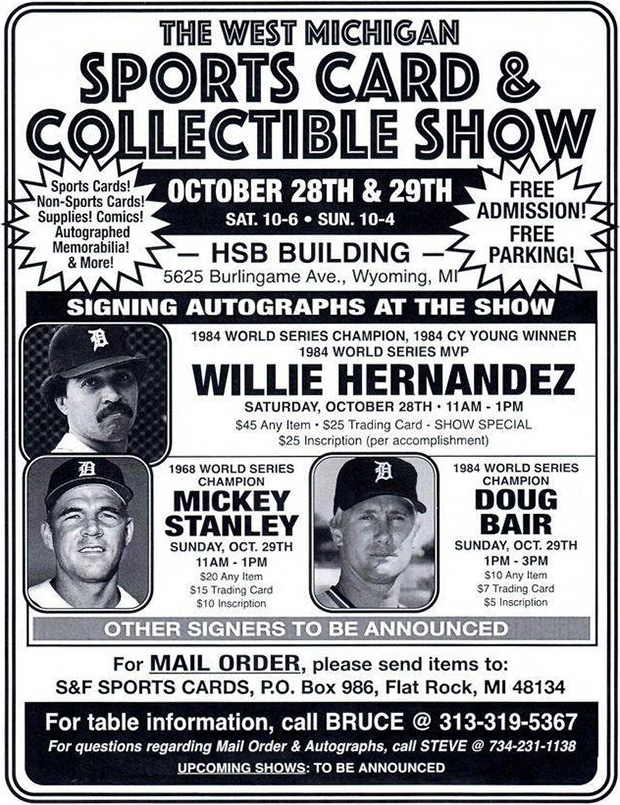 West Michigan Sports Card & Collectible Show | October 28-29, 2023 | Event Flyer