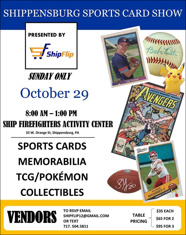 Shippensburg Sports Card Show | October 29, 2023 | Event Flyer