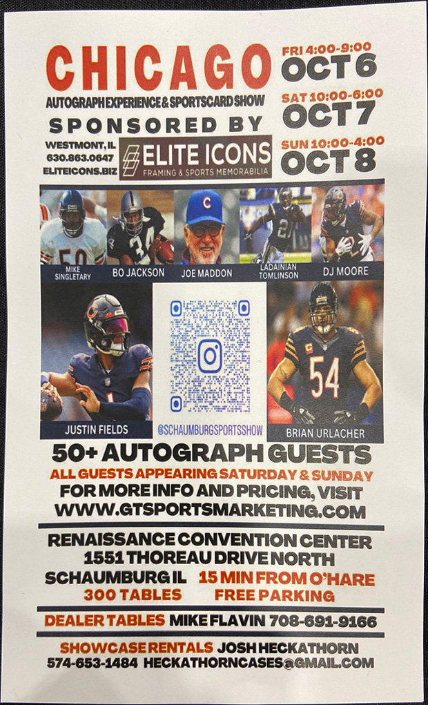 Chicago Autograph Experience & Sportscard Show | October 6-8, 2023 | Event Flyer